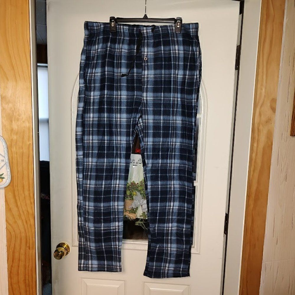 New Architect Blue Plaid Fleece Sleep Pants Size Men's 2XL